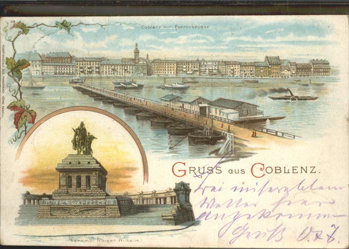 Koblenz Rhein Pontonbrücke Denkmal Kaiser Wilhelm I.