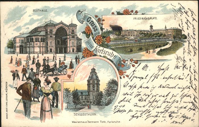 Karlsruhe Friedrichsplatz Festhalle Schlossturm