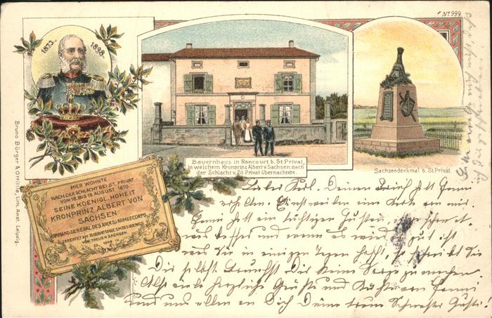 Roncourt Bauernhaus Sachsendenkmal Kronprinz Albert von Sachsen