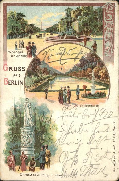 BERLIN  CITY Wrangel Brunnen Goldfischteich Denkmal Koenigin Luise