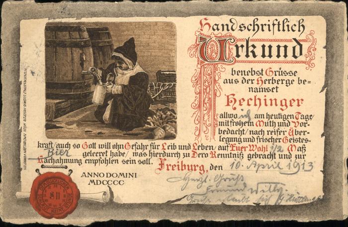 Freiburg Breisgau Herberge Hechinger Urkunde