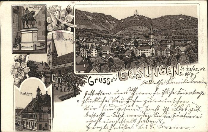 Geislingen Steige Kirche Rathaus Kaiser Wilhelm I. Denkma