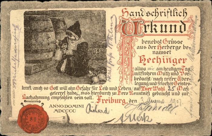 Muenchner Kindl Urkunde Hechinger Freiburg