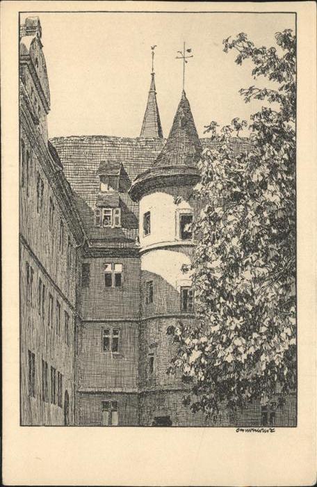 Ubbelohde Otto Tübingen Hof des Wilhelmstifts Federnze