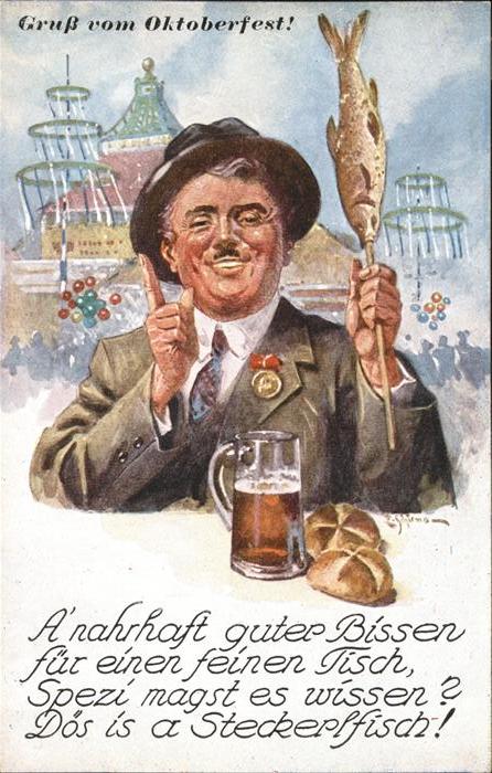 Oktoberfest Fisch Brötchen Bier