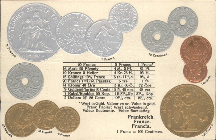 Muenze auf Ak Frankreich