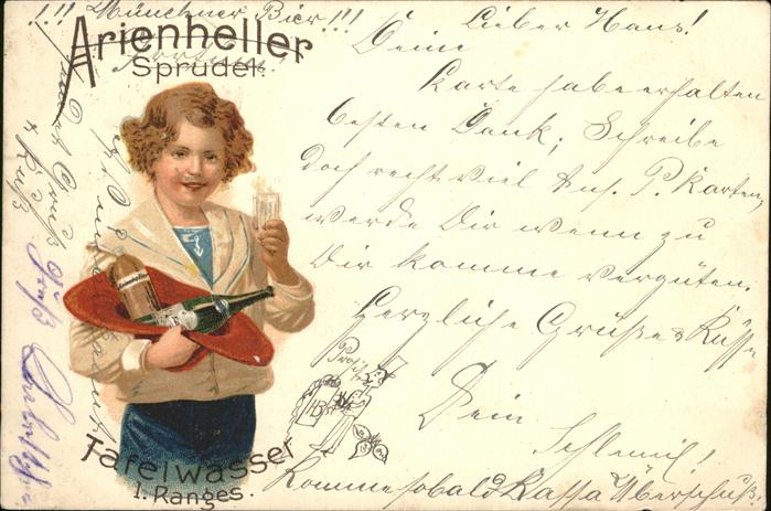 Werbung Reklame Arienheller Sprudel Tafelwasser