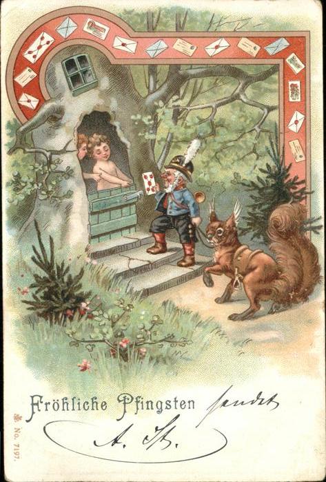 Pfingsten Pentecost Pentecote Eichhörnchen Briefe Postbote