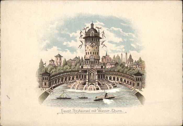 Ausstellung Gewerbe Berlin 1896 Hauptrestaurant Wasser-Thurm