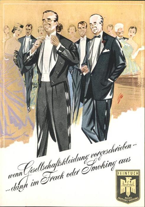 Werbung Reklame Feintuch AarEdel Frack Smoking