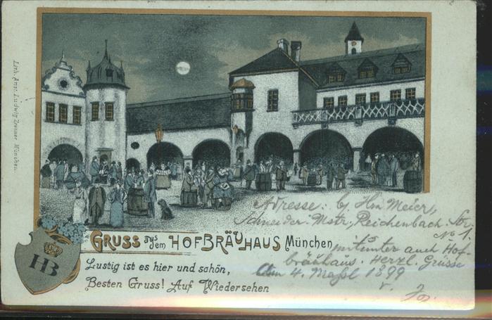 Hofbraeuhaus Muenchen Bier Wappen Litho