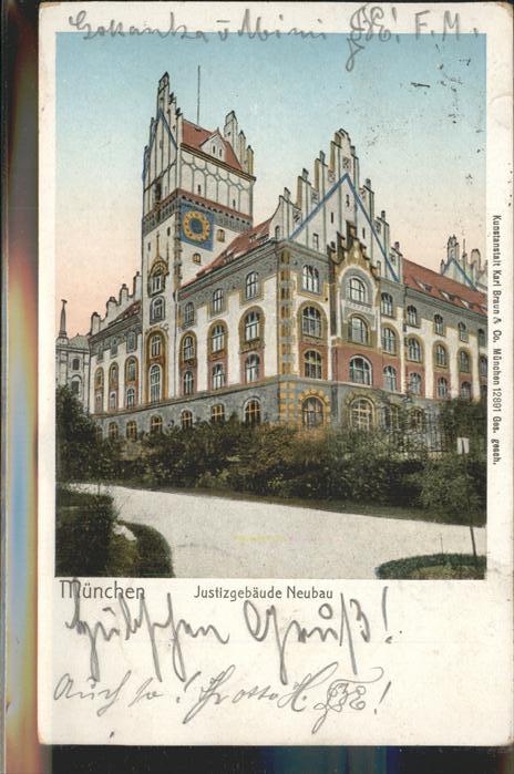 Verlag Braun Nr. 12891 Muenchen Justizgebaeude Neubau