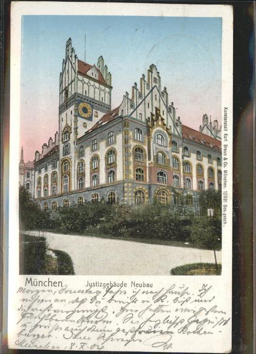 Verlag Braun Nr. 12891 Muenchen Justizgebaeude Neubau