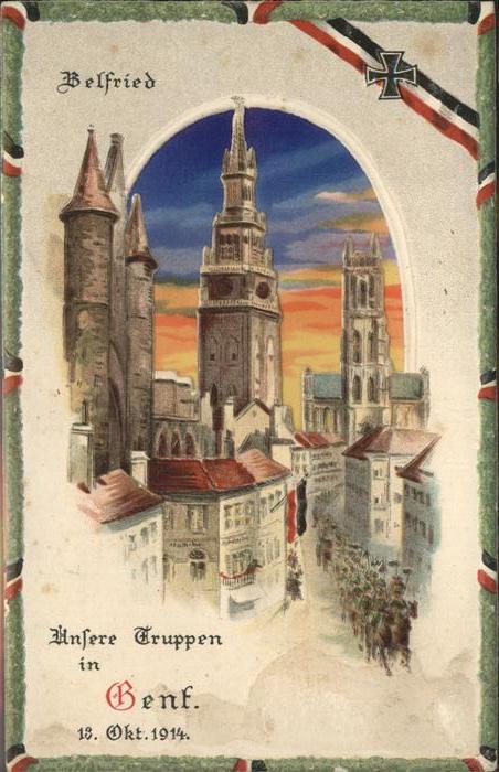 Hold to Light Truppen Genf Belfried Schwarz Weiss Rot