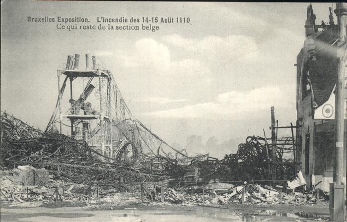 Exposition Bruxelles 1910 Incendie Section Belge