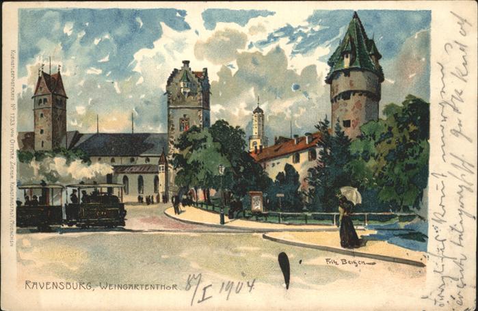 Bergen Fritz Litho Nr. 1733 Ravensburg Weingartentor