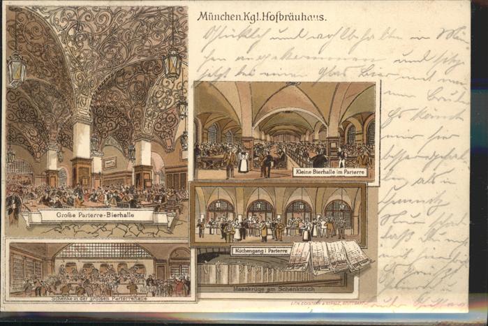 Hofbraeuhaus Muenchen Bier Parterre-Bierhalle Schenke Küchengang