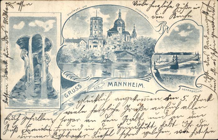 Mannheim Nekarbrücke Stadtpark Schlossbrunnen