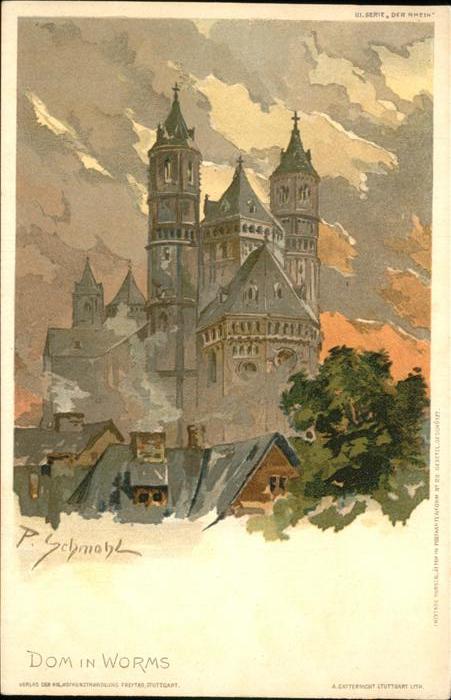 Worms Dom Kuenstlerkarte Schmahl
