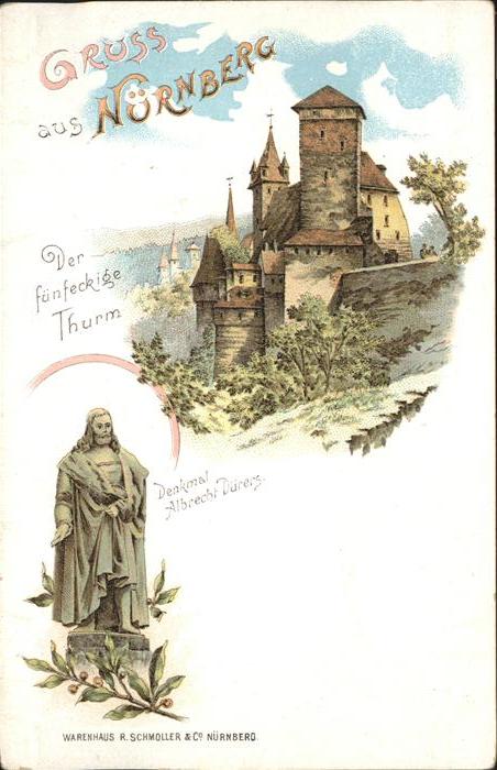 Nuernberg fünfeckige Turm Denkmal Albrecht Dürer