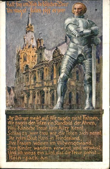 Koeln Rhein Rudlof Herzog 1915 Spruch Ritter Rüstun