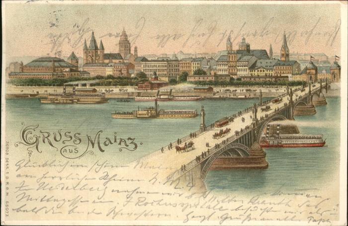 Mainz Rhein Dampfschiffe Brücke