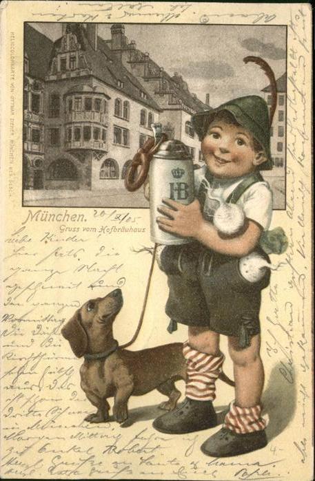 Muenchen Hofbräuhaus Dackel Kind Tracht