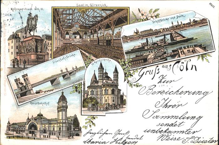 Koeln Rhein Schiffbrücke Deutz Gprzenich Eisenbahnb