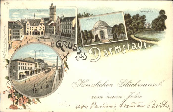 Darmstadt Herrengarten Marktplatz Neujahrsgrüsse