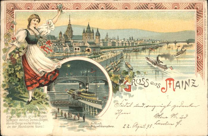 Mainz Rhein Tracht Schnelldampfers