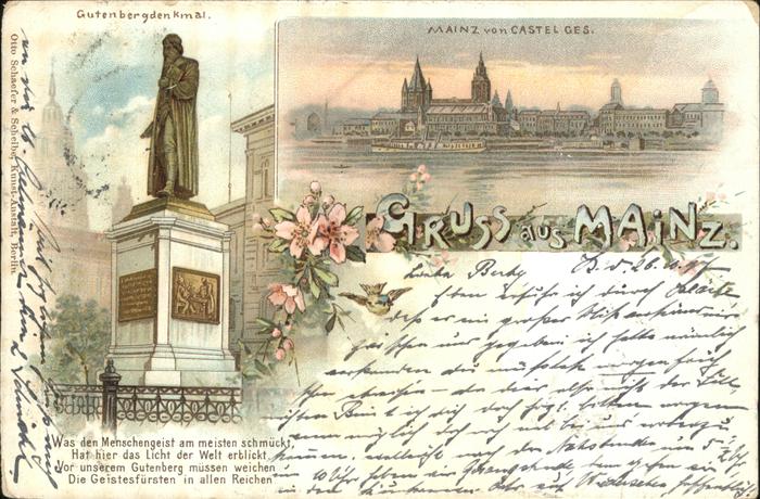 Mainz Rhein Gutenbergdenkmal Castel