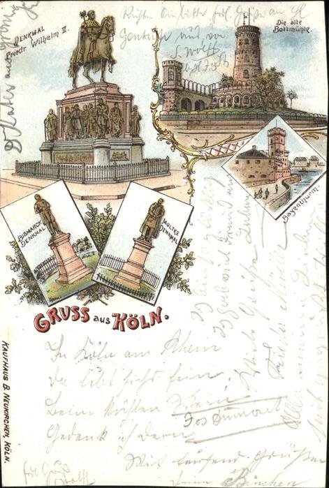 Koeln Rhein Bayenthurm Bottmühle Denkmal Wilhelm II