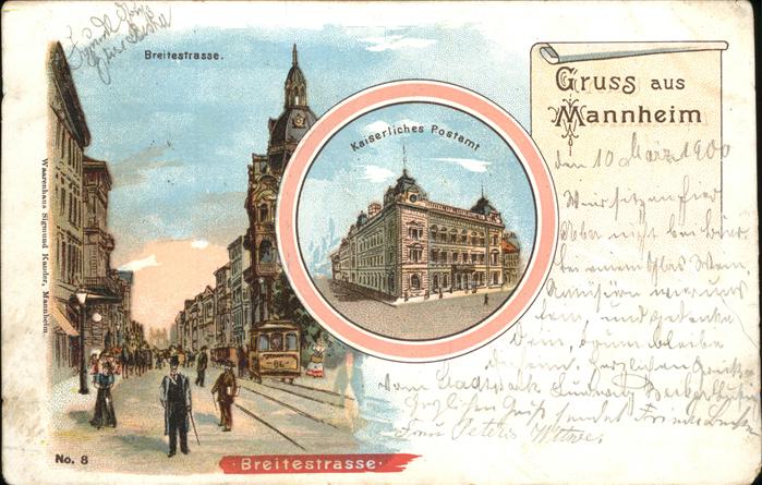 Mannheim Kaiserliches Postamt Breitestr. Strasse