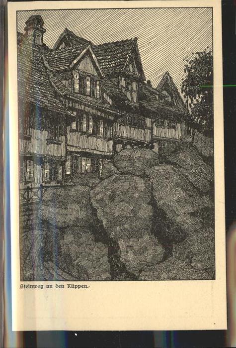 Quedlinburg Harz Schlossberg Steinweg Klippen Feder Zeichnung
