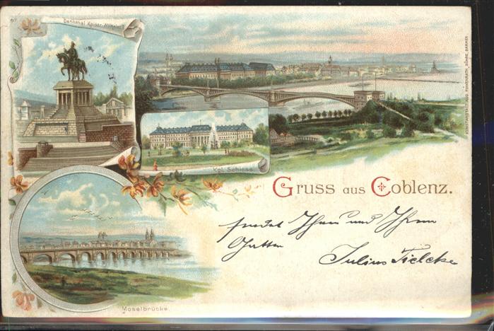 Coblenz Koblenz Kgl. Schloss Moselbrücke Denkmal Kaiser