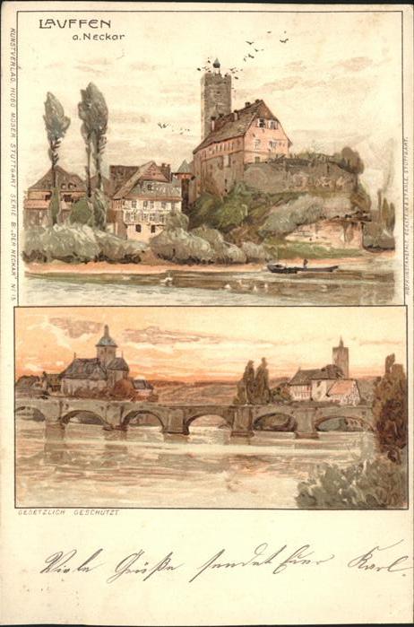 Laufen Sulzbach-Laufen Neckar Bruecke Kuenstlerkarte
