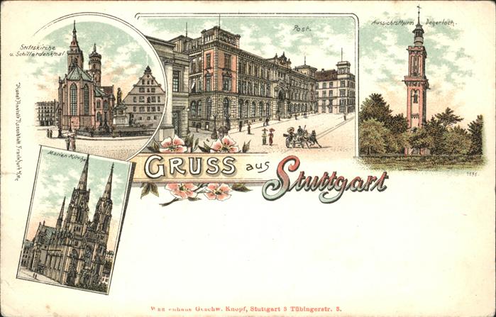 Stuttgart Aussichtsturm Degerloch Post Marien Kir