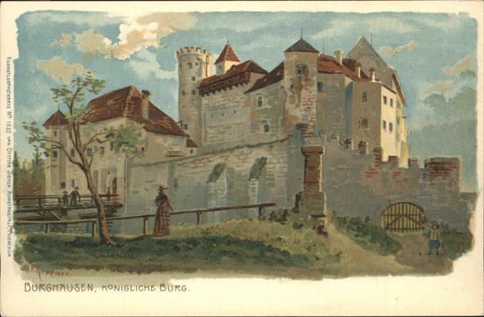 Burghausen Salzach Koenigliche Burg Kuenstlerkarte