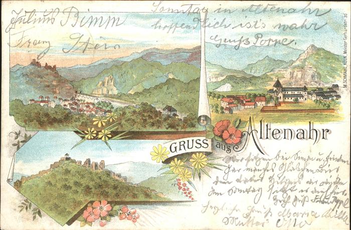 Altenahr Burg Künstlerkarte