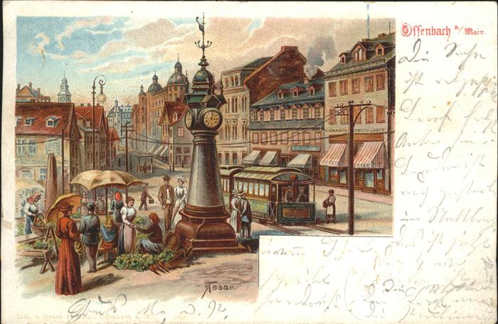 Offenbach Main Marktplatz Strassenbahn Uhr