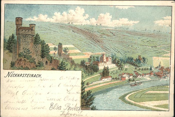 Neckarsteinach Burg Dampfschiff