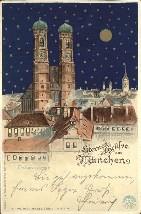 Muenchen Bayern Sterne Frauenthurme Nacht