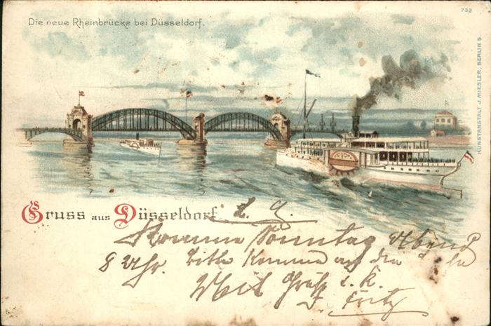 Duesseldorf Dampfschiff Seitenraddampfer Rheinbrück