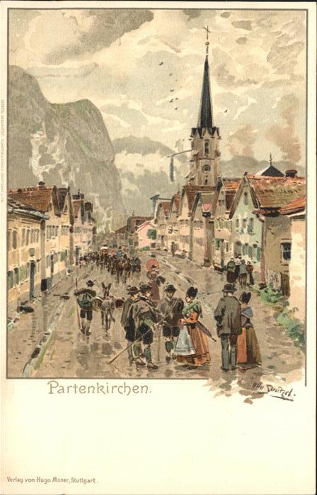 Partenkirchen Tracht Esel Kuenstlerkarte Struetzel