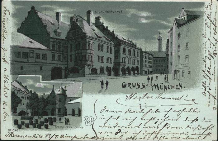 Muenchen Bayern Mondscheinkarte Kgl. Hofbraeuhaus Inneres