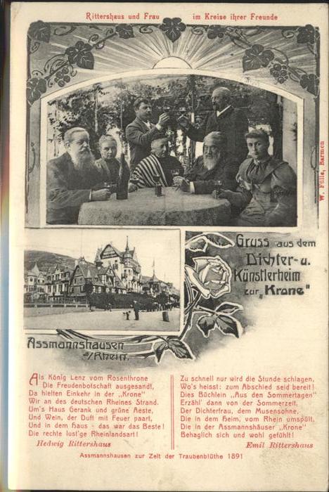 Assmannshausen Dichter Kuenstlerheim Krone Rittershaus
