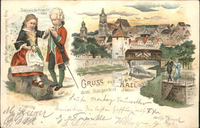 Hall Schwaben Salziedertracht 1789 Brücke Sängerfest
