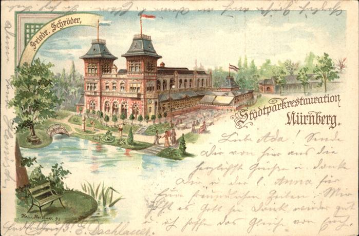 Nuernberg Friedr. Schröder Künstlerkarte Stadtpar