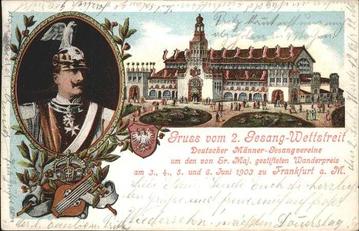 Frankfurt Main Gesang Wettstreit Kaiser Wappen 1903