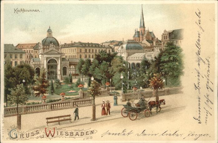 Wiesbaden Kochbrunnen Pferdekutsche